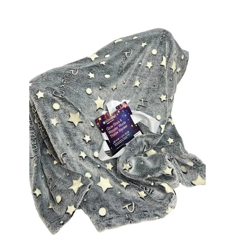 NWT! Glow in The‎ Dark Throw Blanket Gray,50